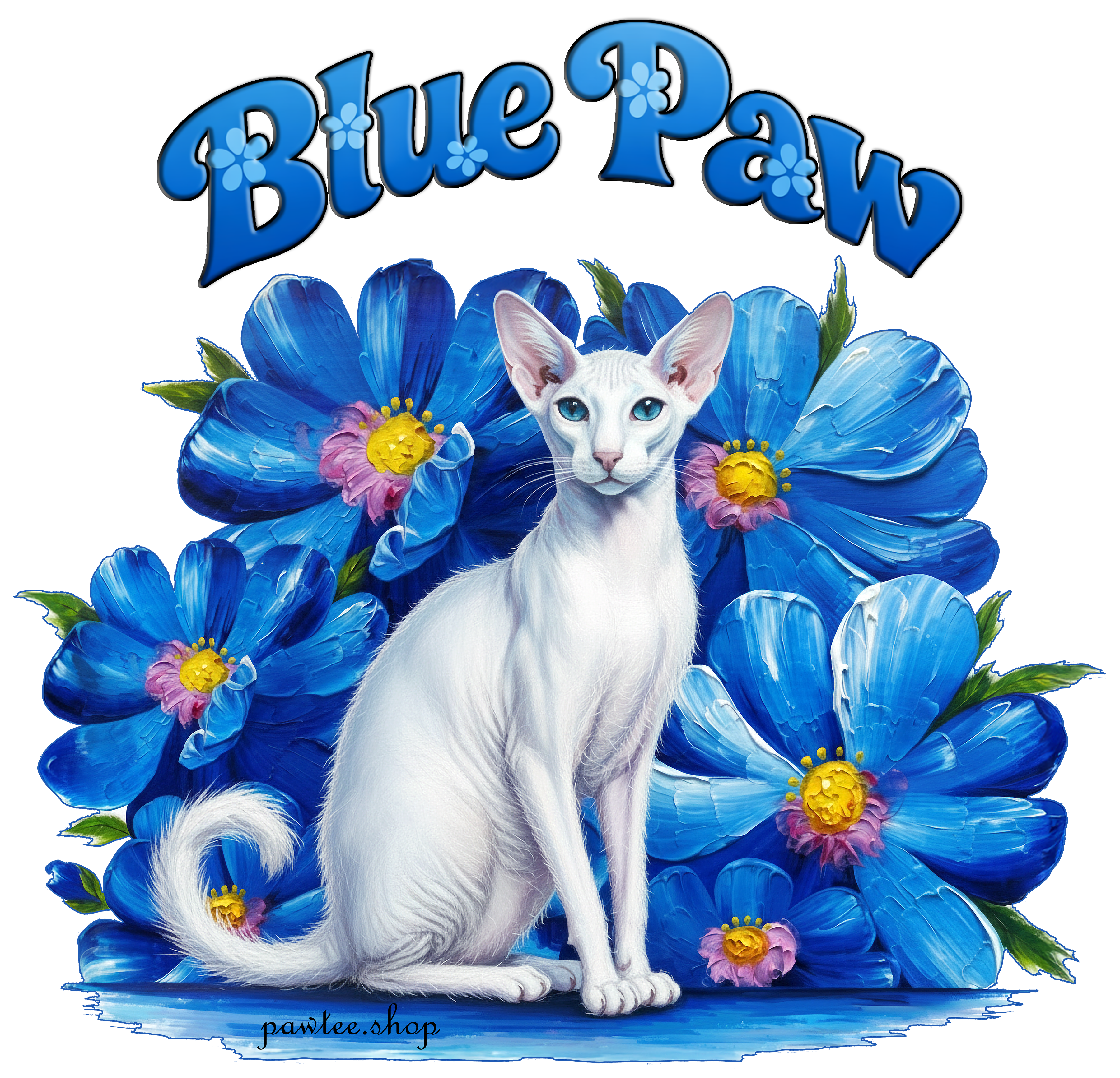 Pawtee Shop offers a beautiful rendition of a gorgeous Oriental Short Hair cat.