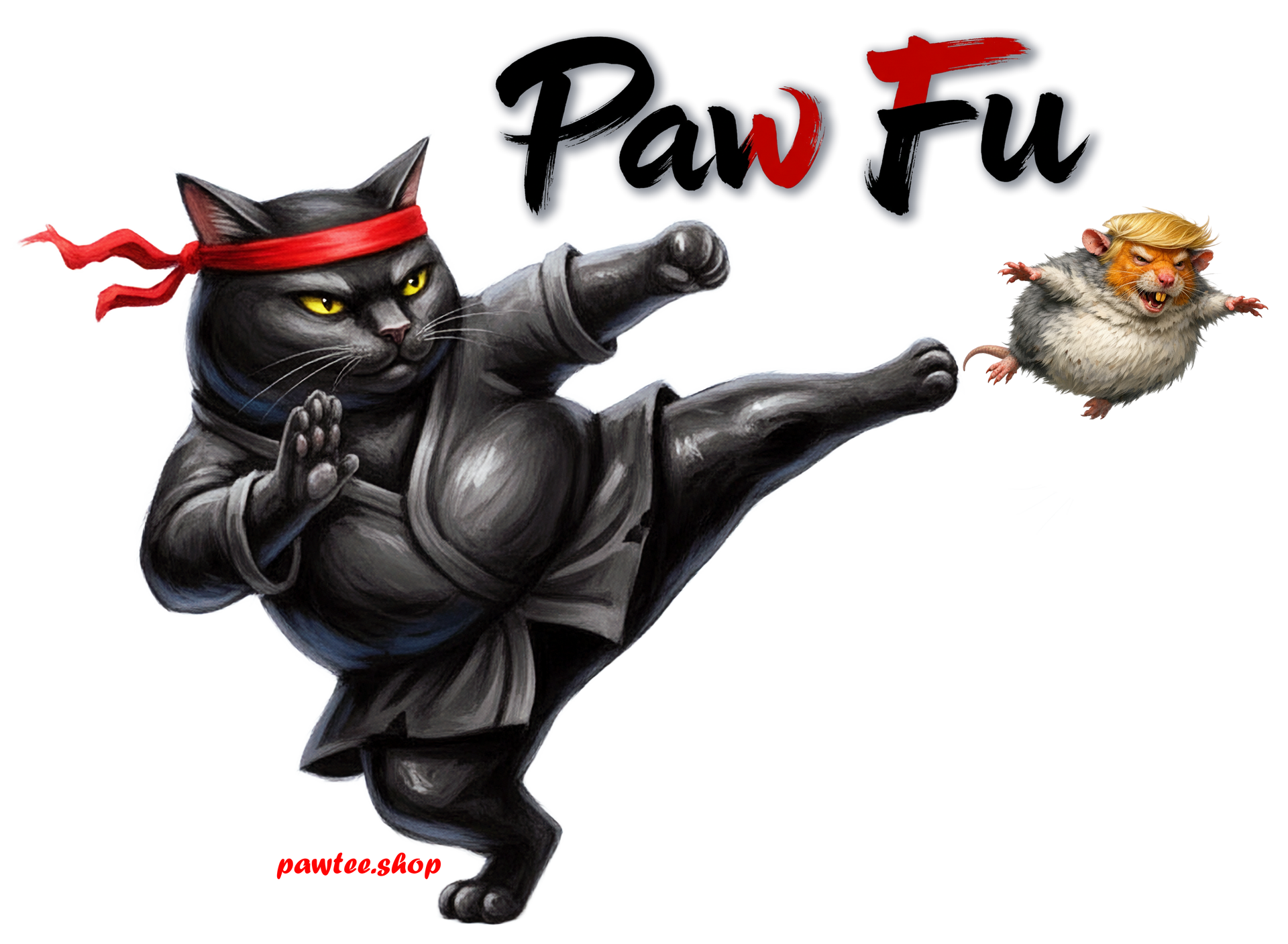 Cat kicking TRUMP rat to the moon! You want one, don't you? FDT